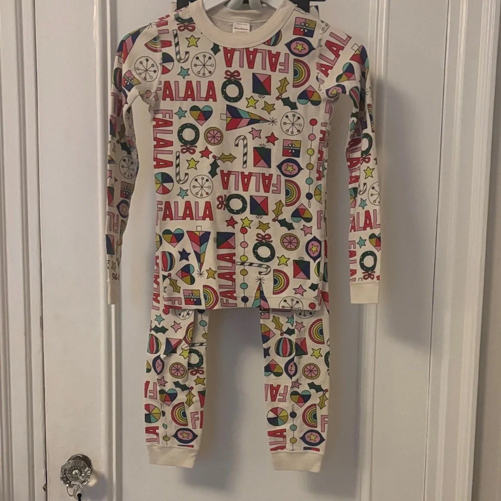 Holiday Icon Cream Pajama Set with Multicolor Print